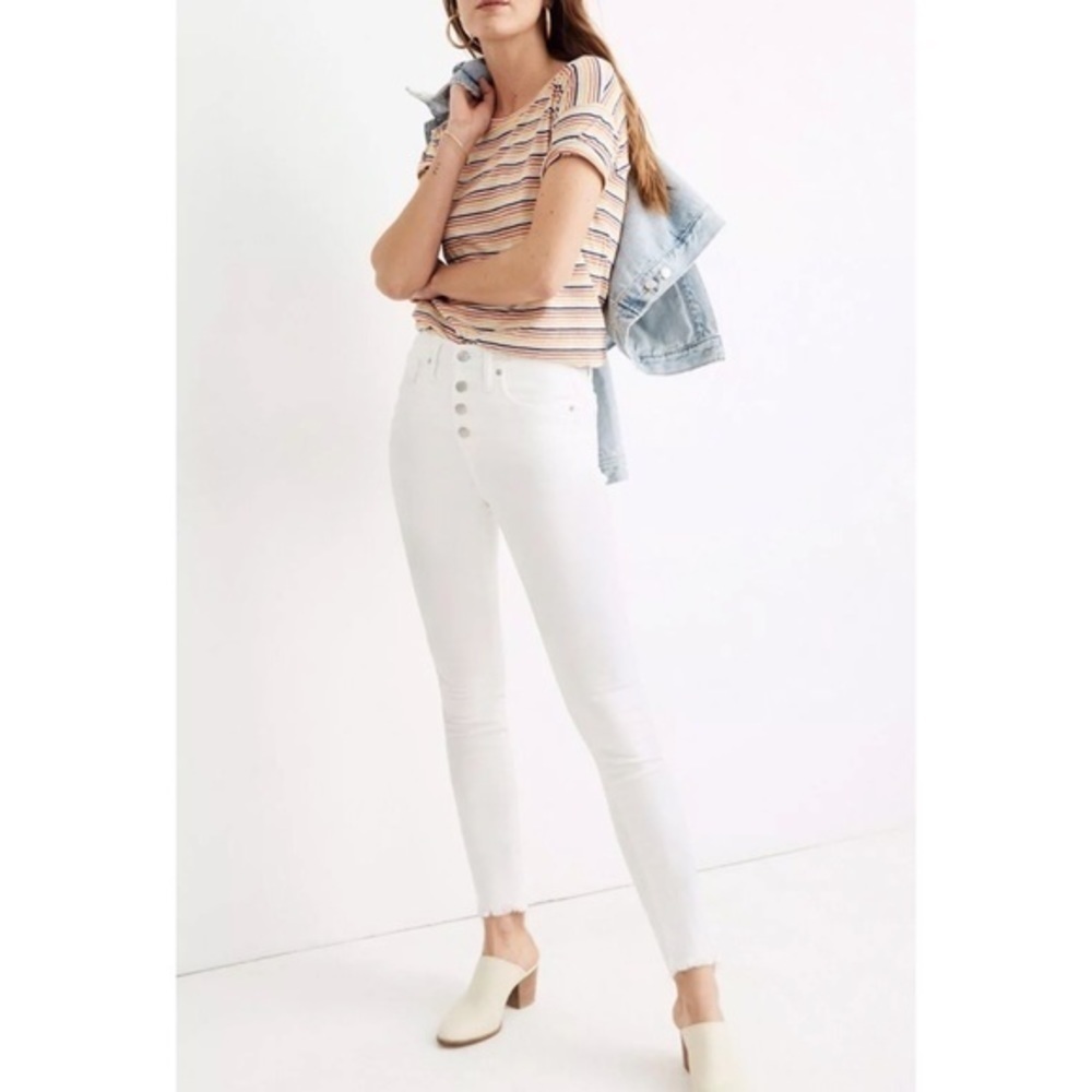 NWT Madewell 9” Skinny Button Front White Jeans - Size 32